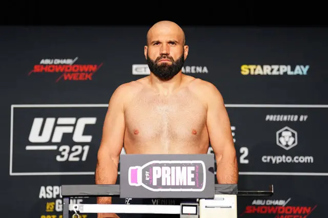 Azamat Murzakanov weighs in for a UFC fight