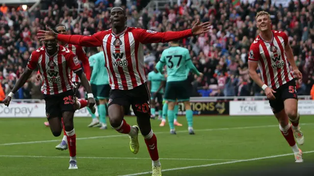 Sunderland celebrating a goal against Wolves
