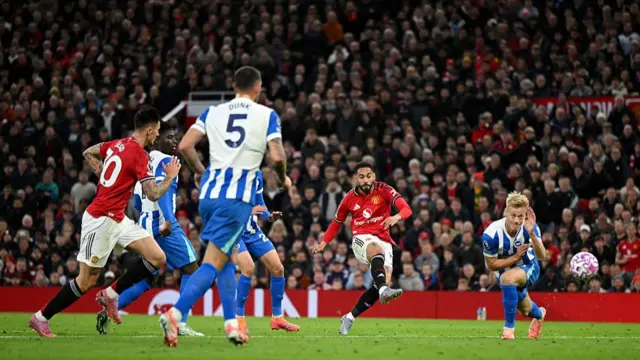 Matheus Cunha of Manchester United scores his team's first goal