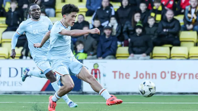 Elijah Just scores for Motherwell against Livingston