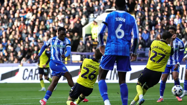 Sean Fusire pulls a goal back for Sheffield Wednesday against Oxford