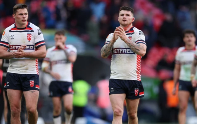 England's John Bateman applauds fans