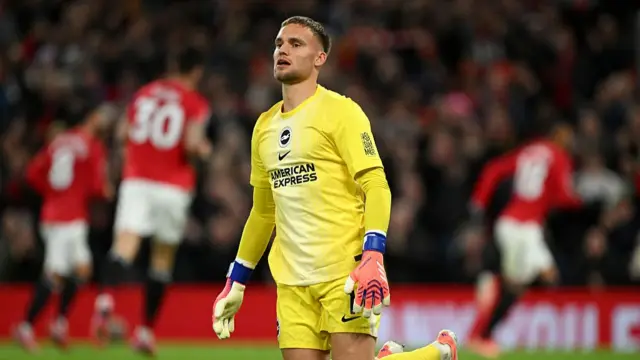 Bart Verbruggen of Brighton & Hove Albion reacts