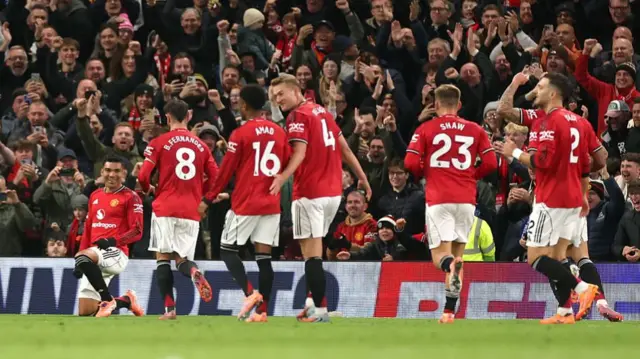 Casemiro of Manchester United celebrates his team's second goal