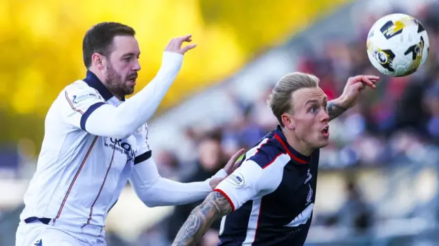 Dundee's Drey Wright closes down Falkirk's Calvin Miller