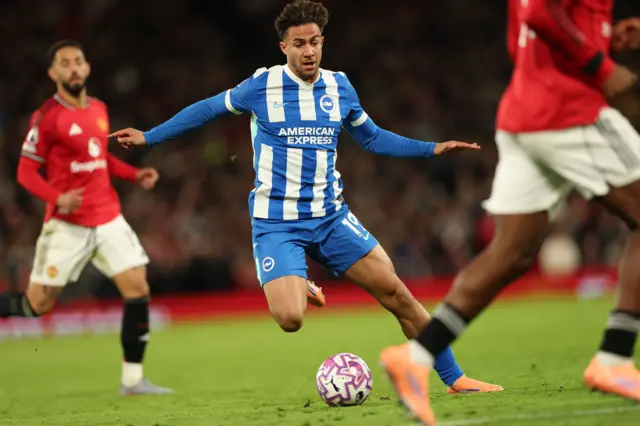 Charalampos Kostoulas of Brighton in action during the English Premier League match between Manchester United and Brighton & Hove Albion