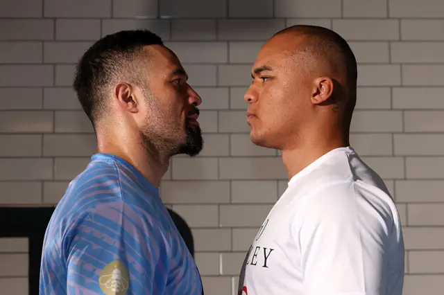 Joseph Parker facing off with Fabio Wardley