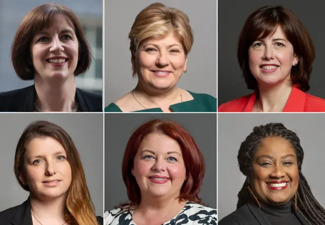 Top row left to right: Education Secretary Bridget, Phillipson, Dame Emily Thornberry and Lucy Powell. Bottom row left to right: Housing minister Alison McGovern, Liverpool Wavertree MP Paula Barker and Clapham and Brixton Hill MP Bell Ribeiro-Addy