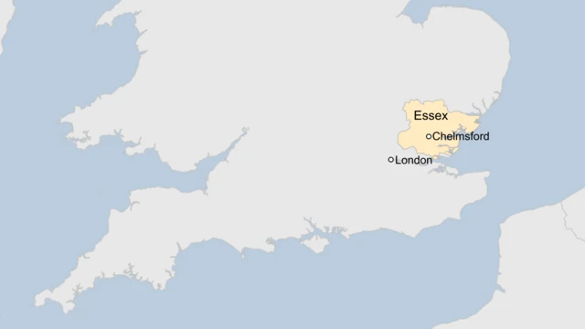 A map showing the location of London and Chelmsford