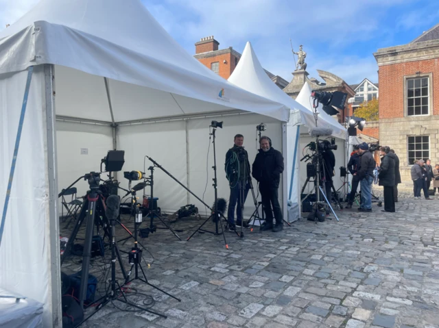 Media tent at Dublin Castle