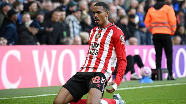 Wilson Isidor of Sunderland celebrates scoring his team's first goal