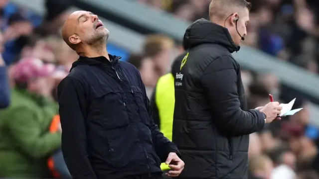 Pep Guardiola reacts