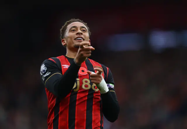 Marcus Tavernier celebrates after making it 1-0 to Bournemouth against Nottingham Forest at the Vitality Stadium