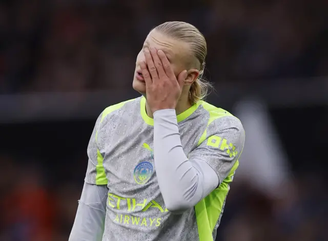 Erling Haaland reacts