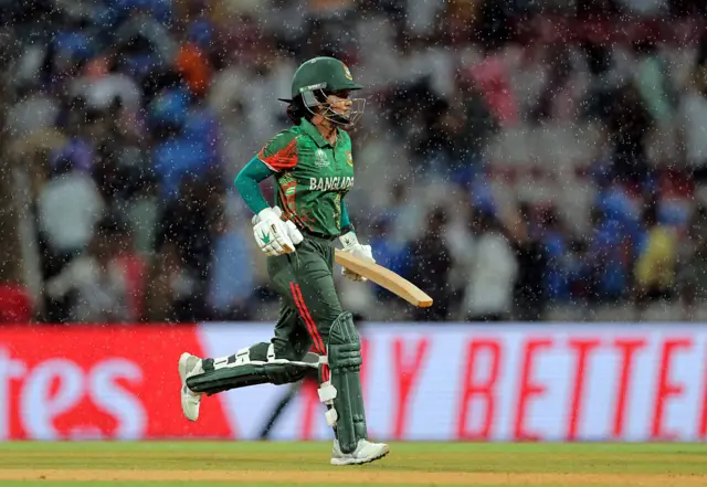 Nigar Sultana Joty of Bangladesh walks off as rain interrupts play