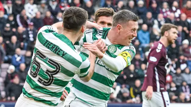 Callum McGregor celebrates scoring for Celtic