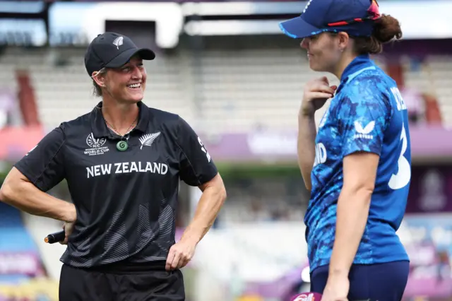 Sophie Devine and Nat Sciver-Brunt toss