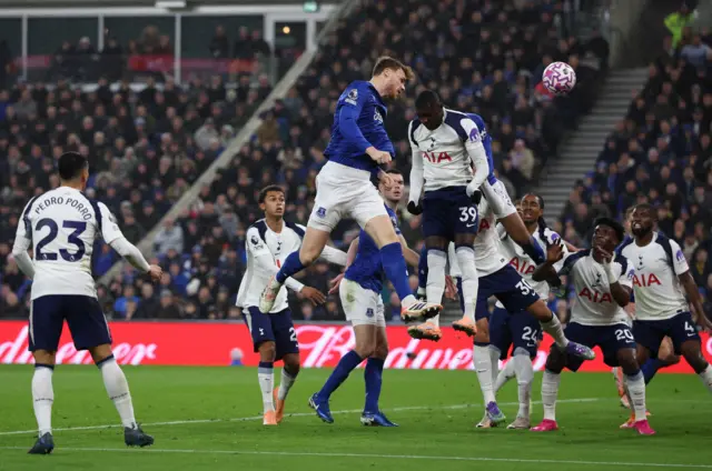 Jake O'Brien scores against Tottenham for Everton