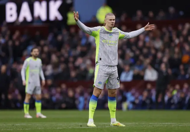 Erling Haaland reacts