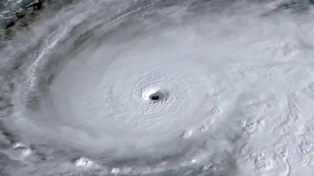 A satellite view shows Tropical Storm Melissa, over the Caribbean Sea, October 27, 2025, in this screengrab obtained from a handout video.