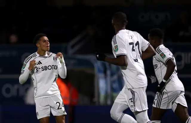 Joshua King of Fulham celebrates