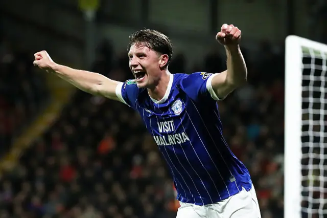 William Fish of Cardiff City celebrates
