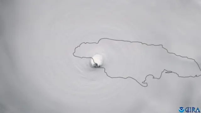 All of Jamaica is now covered by clouds, blocking the satellite view