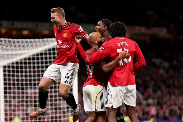 Bryan Mbeumo of Manchester Utd celebrates
