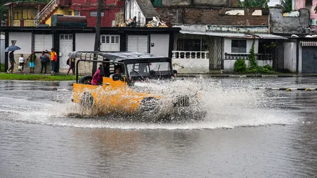 A flooded street in he city of Santiago de Cuba, Cuba, on Tuesday