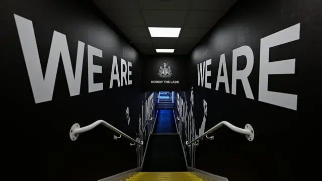 A general view of the St James' Park tunnel before Newcastle United's Carabao Cup tie against Tottenham on 29 October, 2025