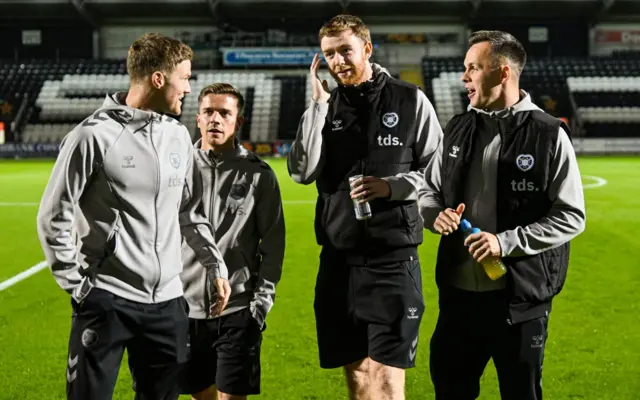Hearts' Blair Spittal, Cameron Devlin, Stuart Findlay and Lawrence Shankland