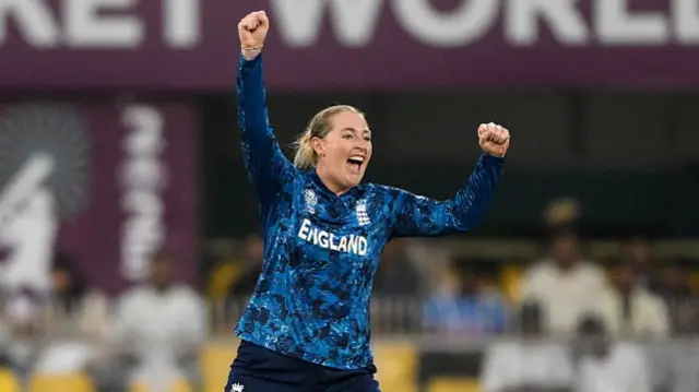 England's Sophie Ecclestone celebrates
