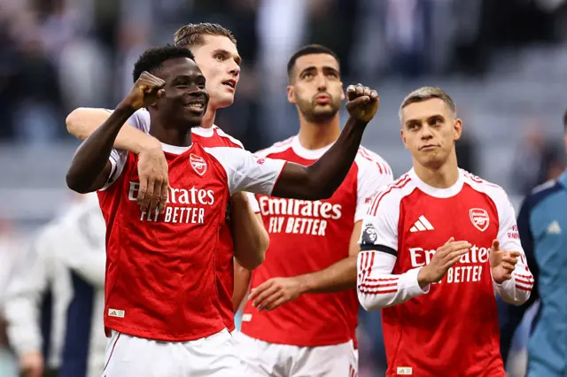 Bukayo Saka of Arsenal celebrates