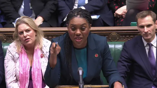 Tory leader Kemi Badenoch accuses the prime minister of being "weak" on the economy