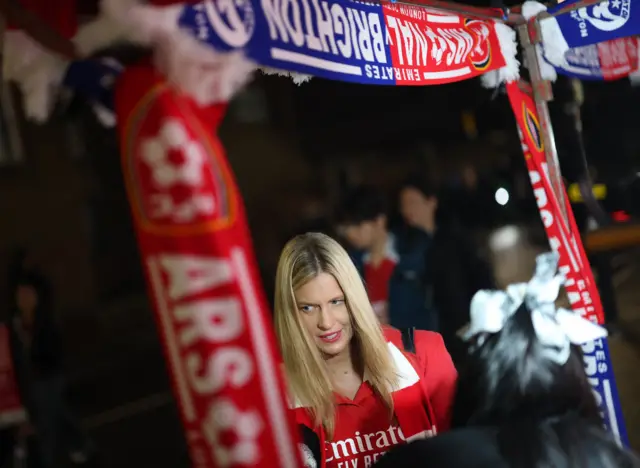 Arsenal fan outside the stadium before the match