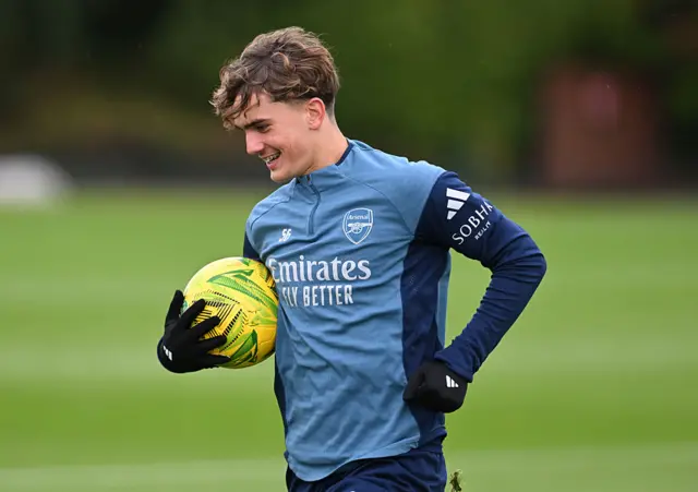 Max Dowman of Arsenal during a training session