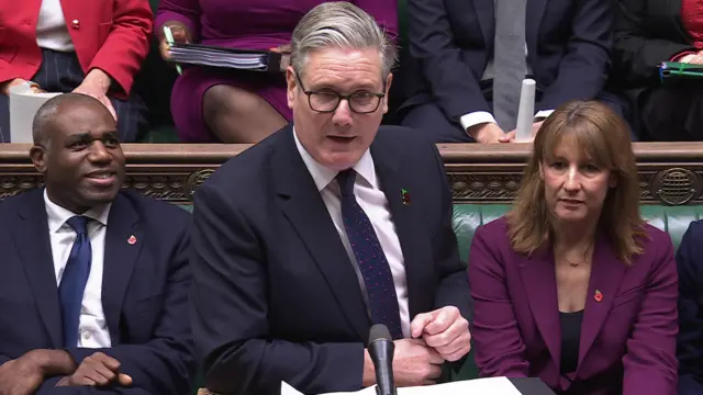 Prime Minister Keir Starmer answers a question from the opposition in Parliament