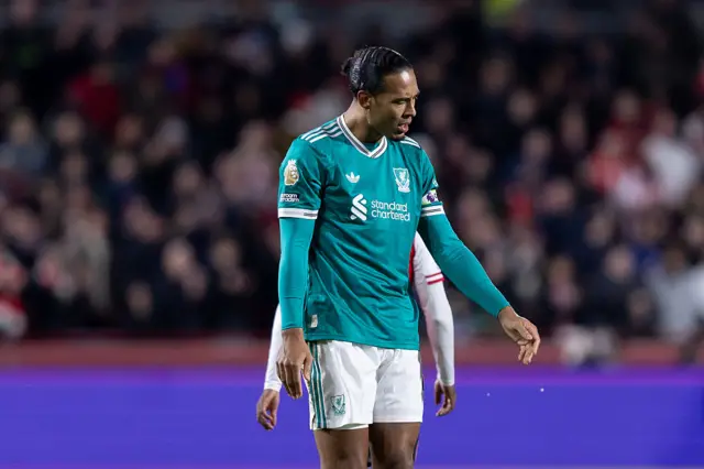 Virgil van Dijk of Liverpool looks dejected