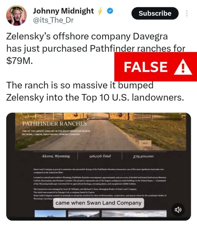 Graphic of the video and a viral post sharing it labelled false