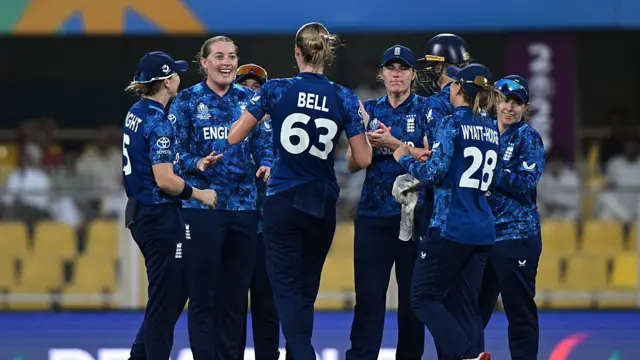 Sophie Ecclestone of England celebrates