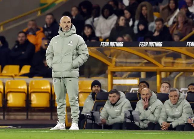 Chelsea manager Enzo Maresca looks on