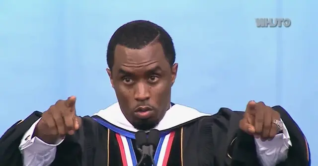 Sean Diddy Combs in an academic cloak