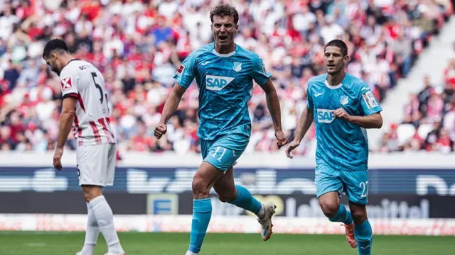 Fisnik Asllani of Hoffenheim celebrates