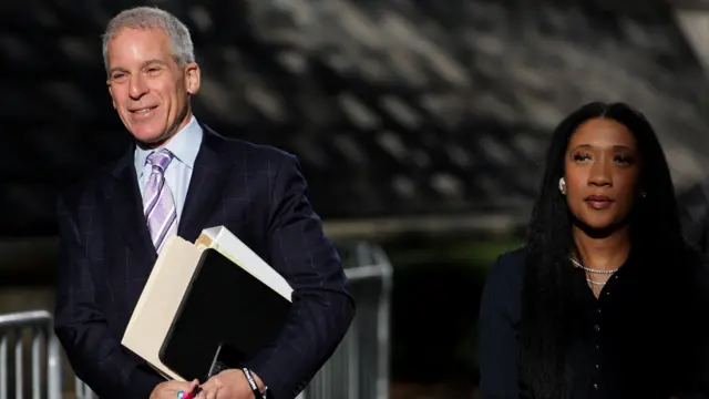 Lawyers Brian Steel and Nicole Westmoreland arrive at court for the sentencing hearing of Sean "Diddy" Combs