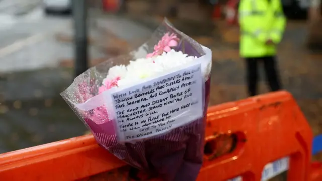 Floral tributes left near synagogue