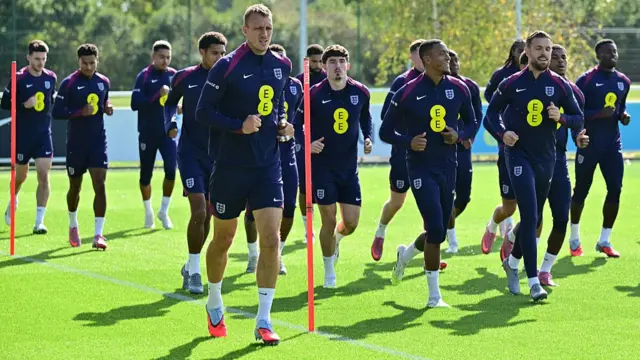 England players in training