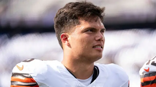 Dillon Gabriel of the Cleveland Browns looks on following a game against the Baltimore Ravens