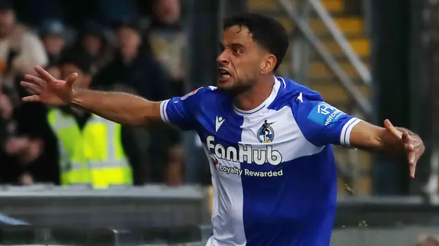 Fabrizio Cavegn celebrating a goal for Bristol Rovers