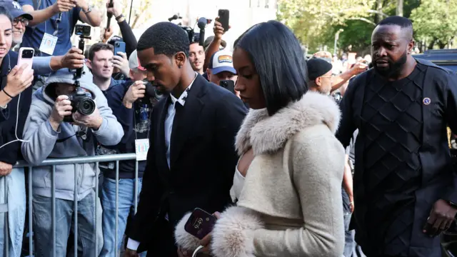 King Combs arrives to attend a court sentencing hearing of Sean "Diddy" Combs,