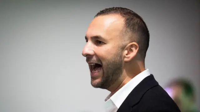 A file photo of Zack Polanski speaking